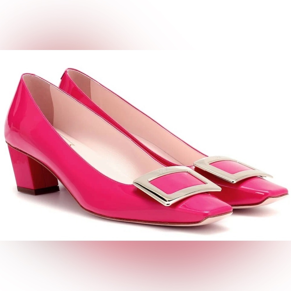 Roger Vivier Pink Patent Buckle Leather Shoes Size 38 / US 7.5